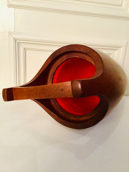 Vintage Deense ijsemmer in teakhout