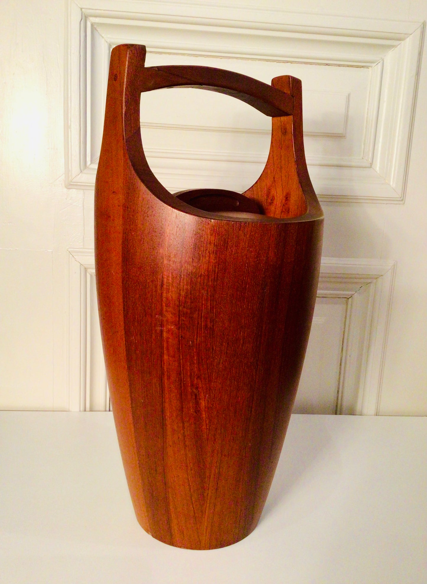 Vintage Deense ijsemmer in teakhout