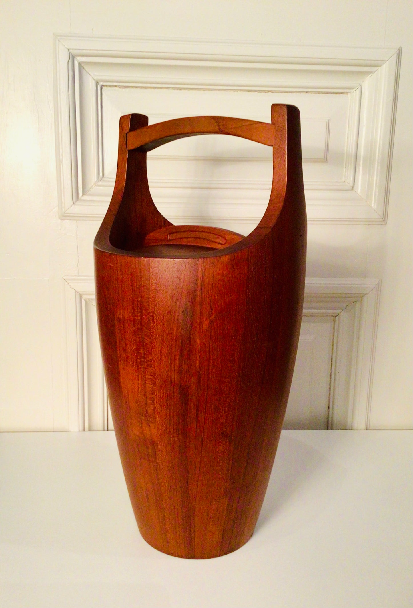 Vintage Deense ijsemmer in teakhout