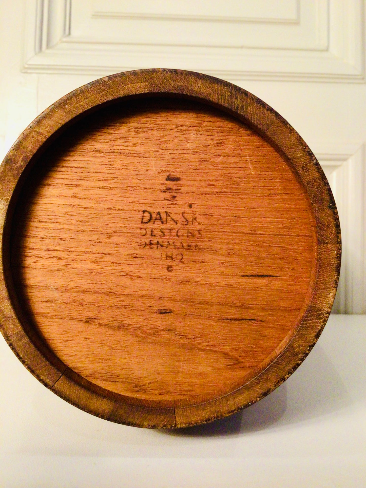 Vintage Deense ijsemmer in teakhout