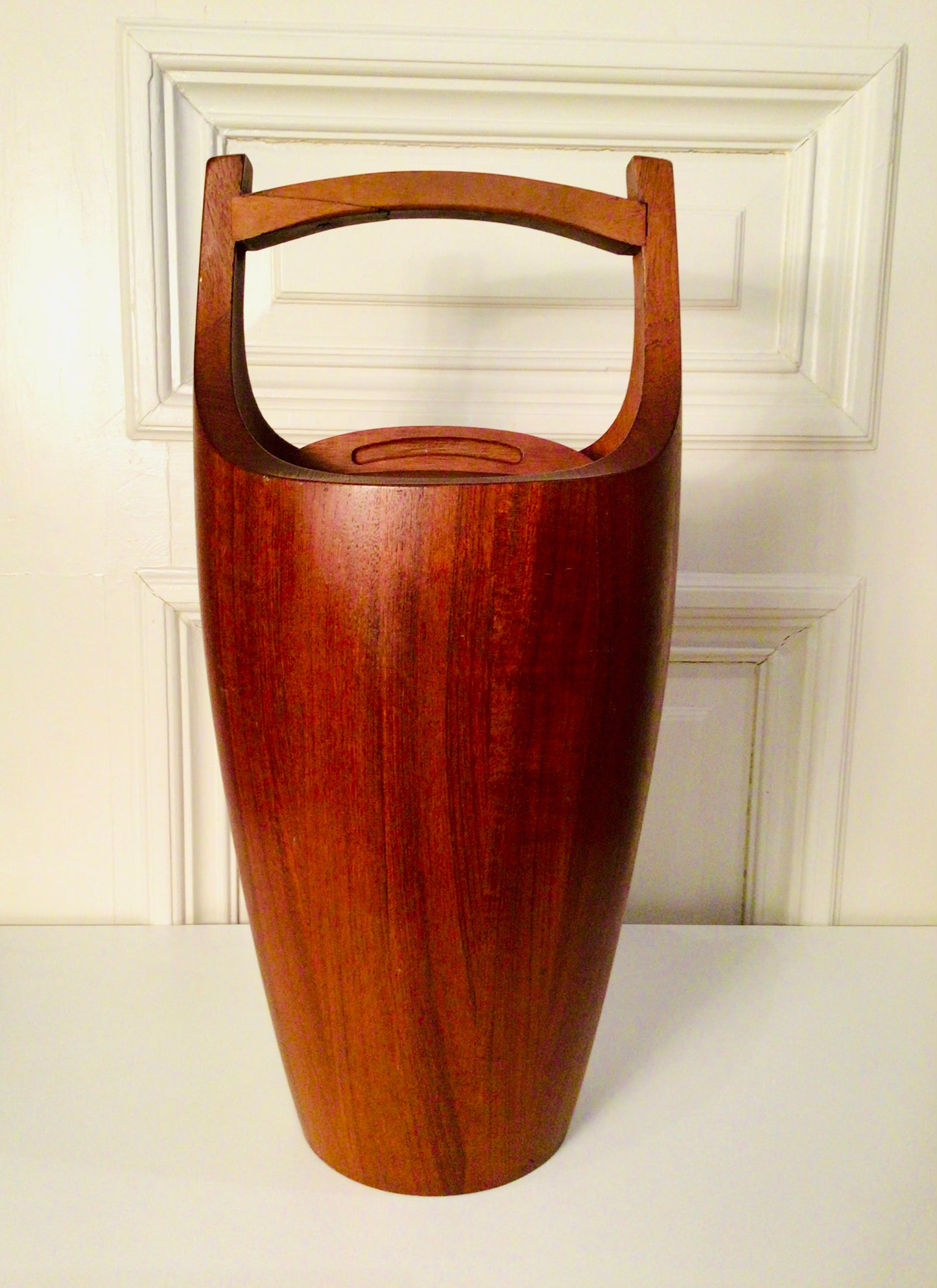 Vintage Deense ijsemmer in teakhout